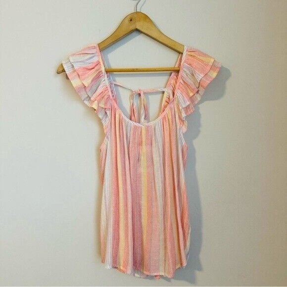 Mine Clara Multi Striped Top - Coral Women’s Size Medium NWT - Picture 4 of 12